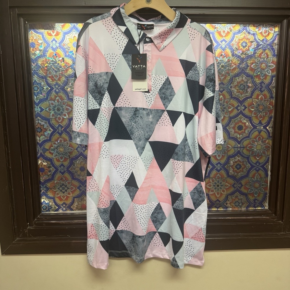 Yatta Golf Polo Men's Size 3XL White/Pink/Black NWT‎